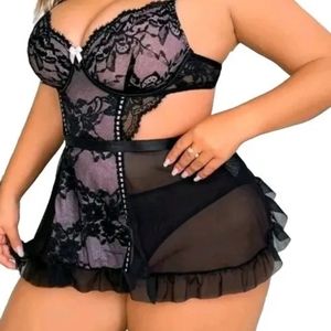 Size 3x (18) black and purple lacey slip lingere piece